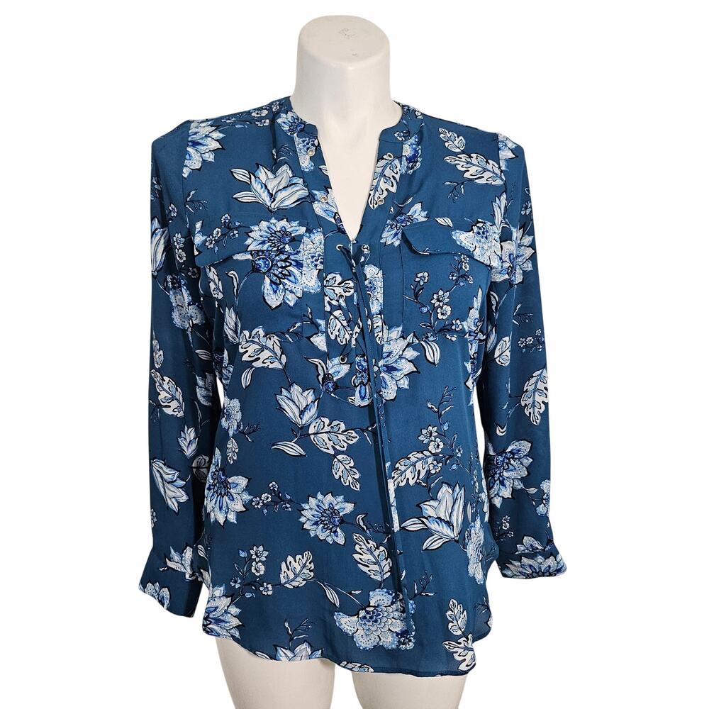 a.n.a Floral Long Sleeve Button Down Blouse - Size M